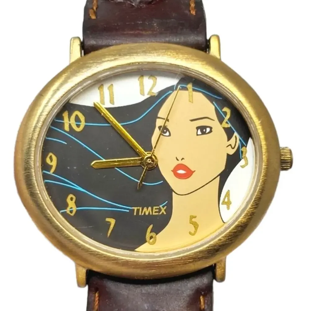 Disney X Timex Pocahontas Vintage Gold Watch Leather Band
